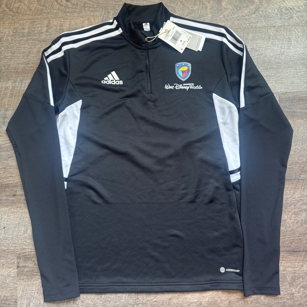 Adidas NEW Condivo‎ 22 Training Top Small Black Walt Disney World Quarter Zip